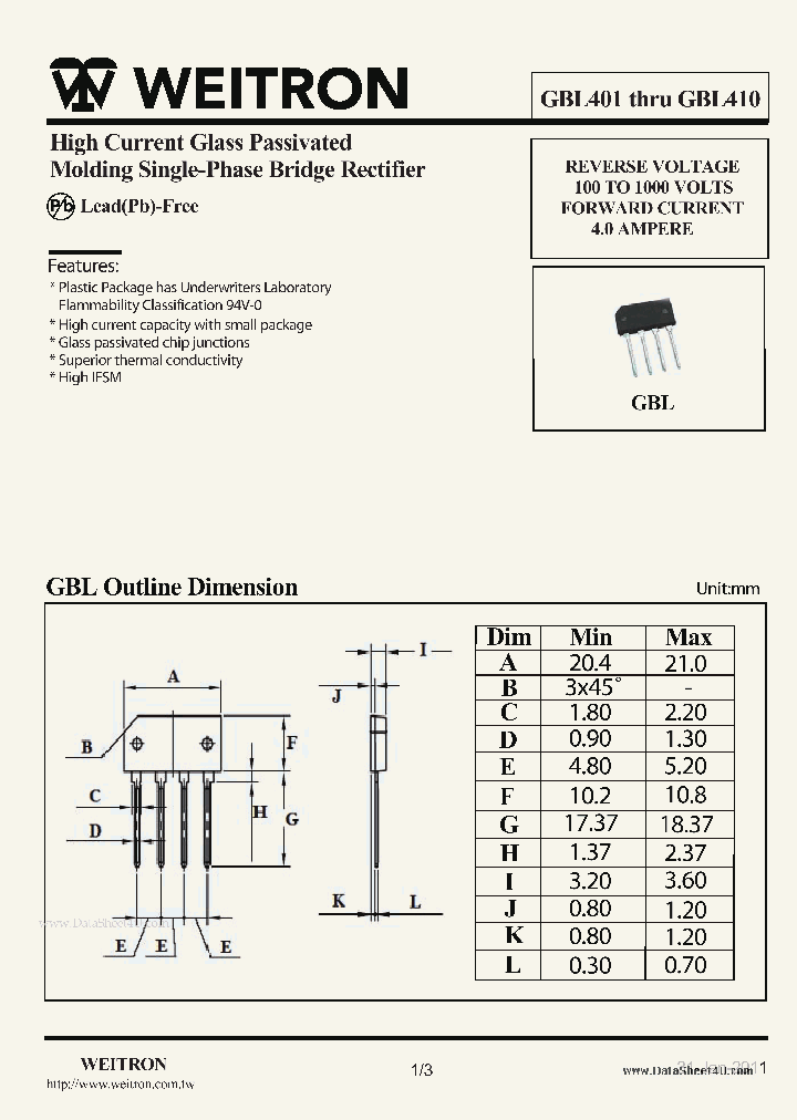 GBL401_159192.PDF Datasheet