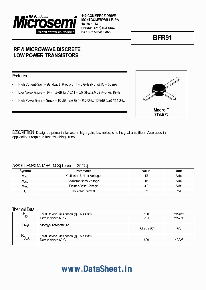 BRF91_164264.PDF Datasheet Download