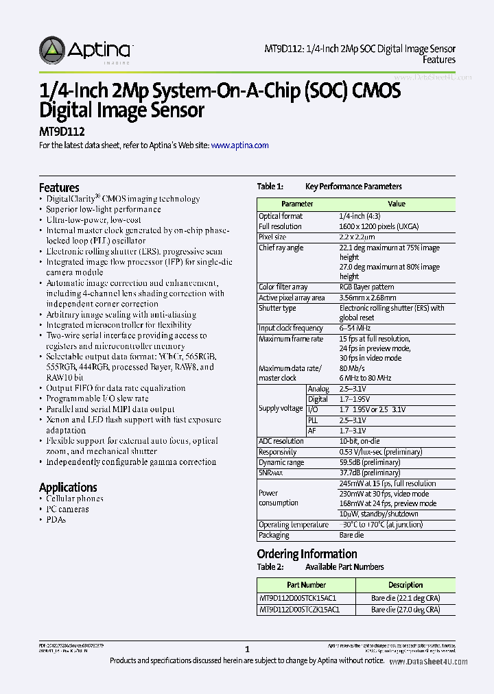 MT9D112_170644.PDF Datasheet