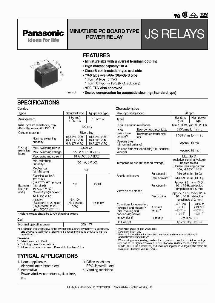 JS1-12V-F_208398.PDF Datasheet Download --- IC-ON-LINE