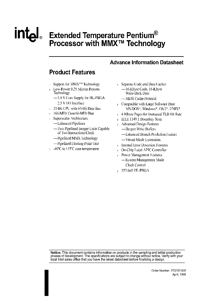 PENTIUM-166_228636.PDF Datasheet Download --- IC-ON-LINE
