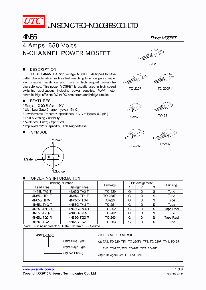 4N65L-TN3-R_264800.PDF Datasheet Download --- IC-ON-LINE