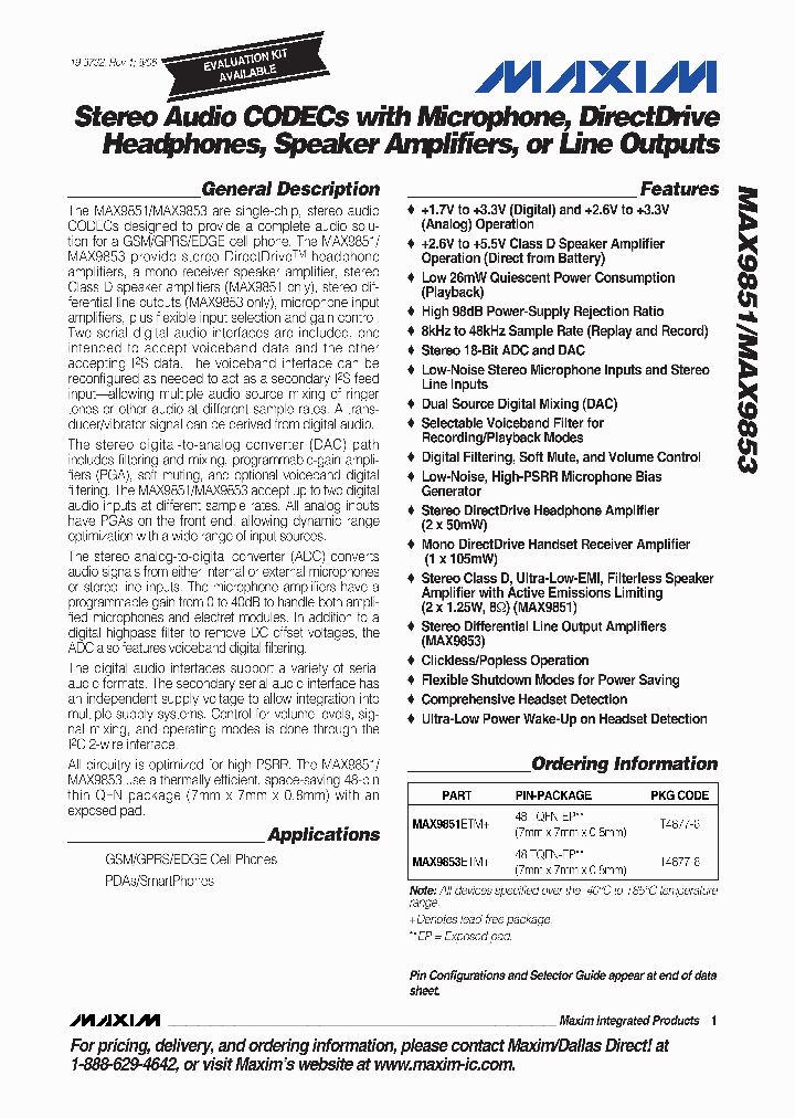 MAX9853ETM_285127.PDF Datasheet