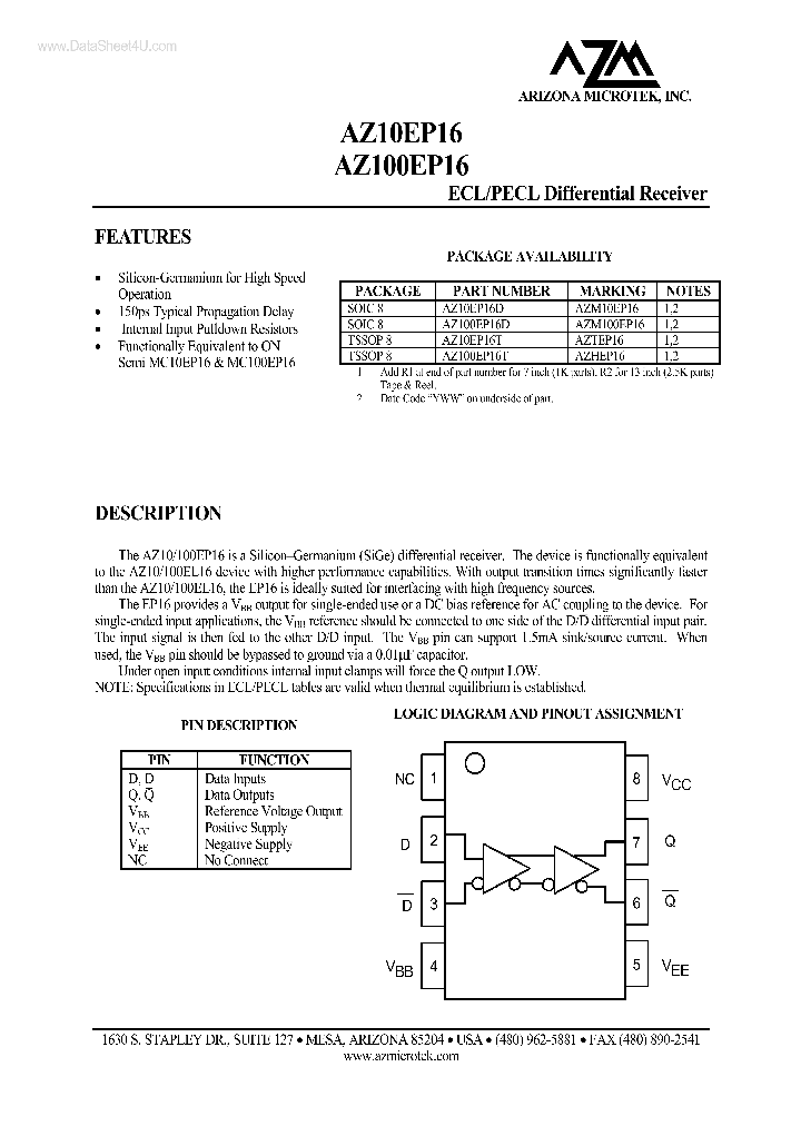 AZ100EP16_188035.PDF Datasheet