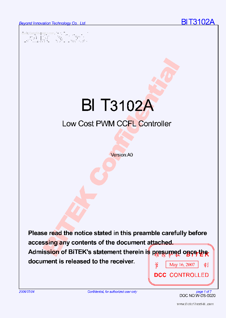 BIT3102A_237233.PDF Datasheet Download --- IC-ON-LINE