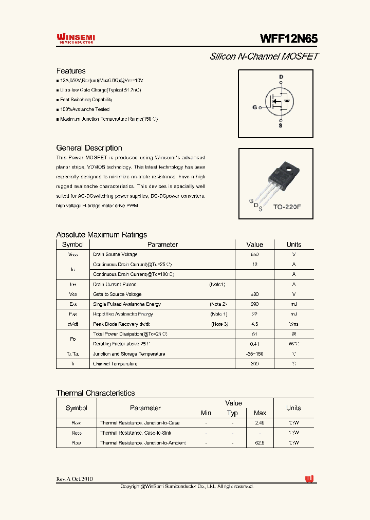 WFF12N65_619197.PDF Datasheet