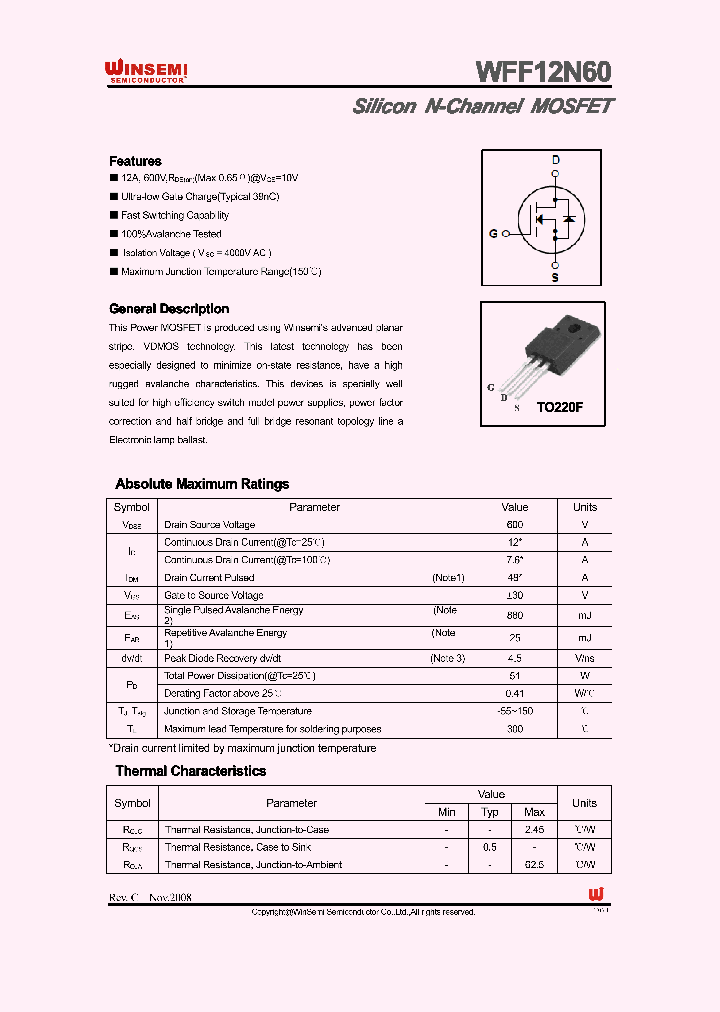 WFF12N60_619193.PDF Datasheet