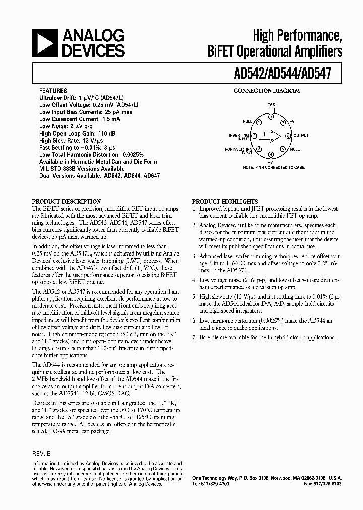AD547JH_361416.PDF Datasheet Download --- IC-ON-LINE