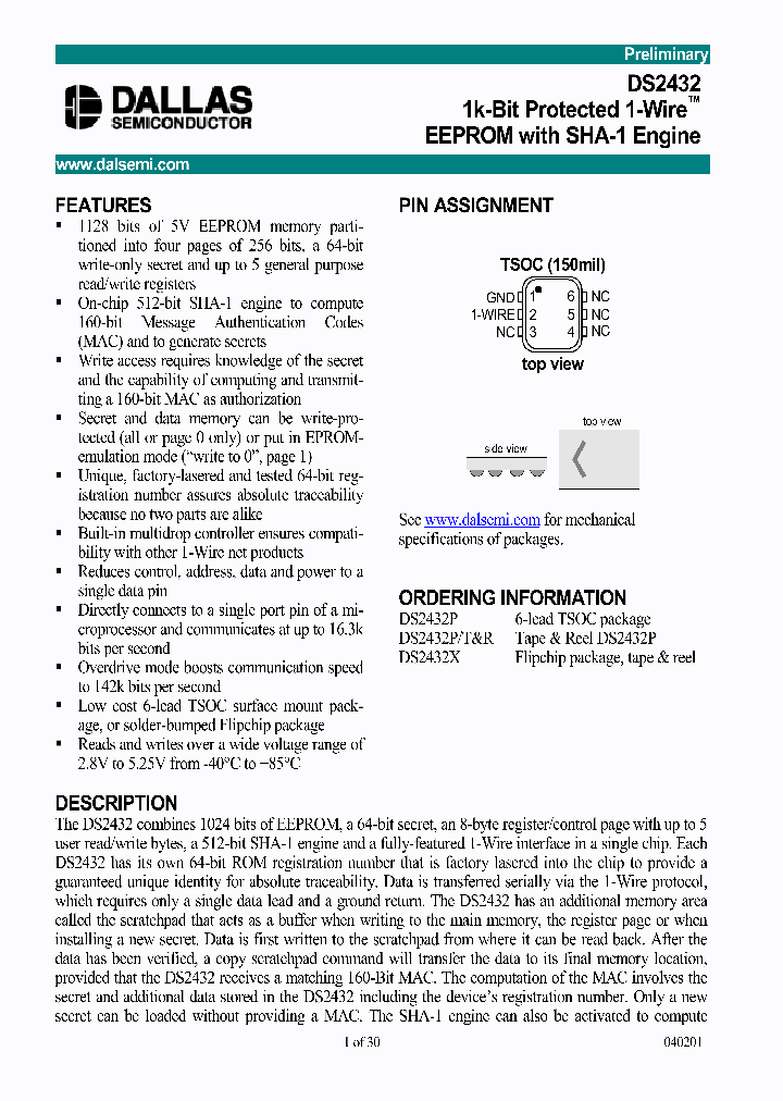 DS2432_369105.PDF Datasheet Download --- IC-ON-LINE