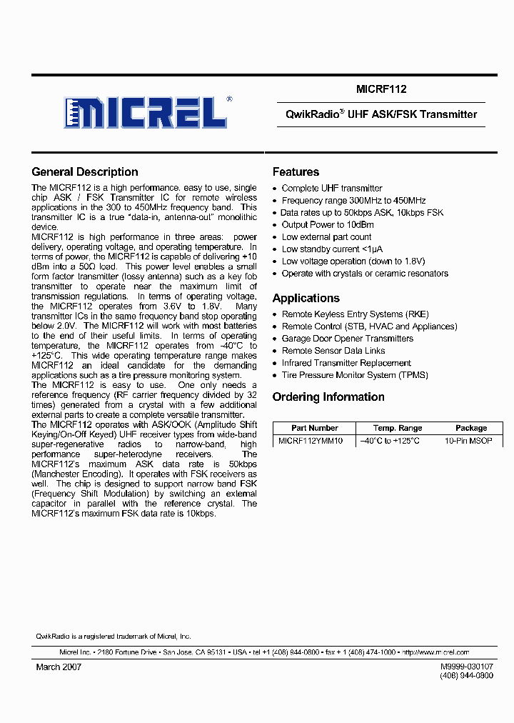 MICRF112_374409.PDF Datasheet