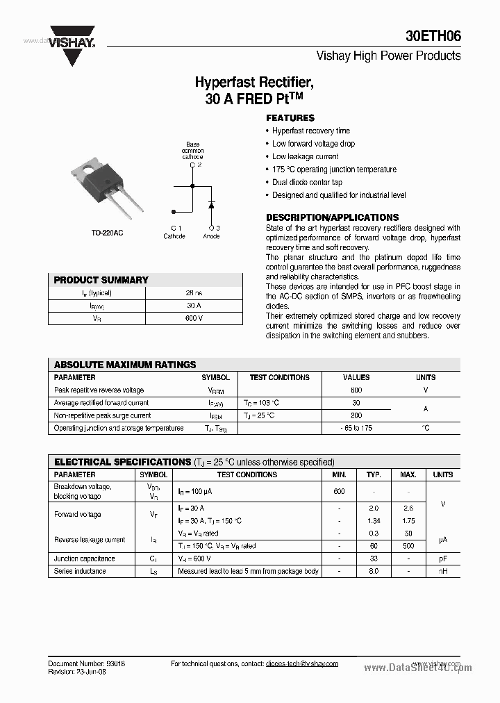 30ETH06_315046.PDF Datasheet Download