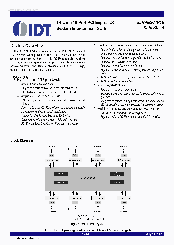 89HPES64H16_340151.PDF Datasheet