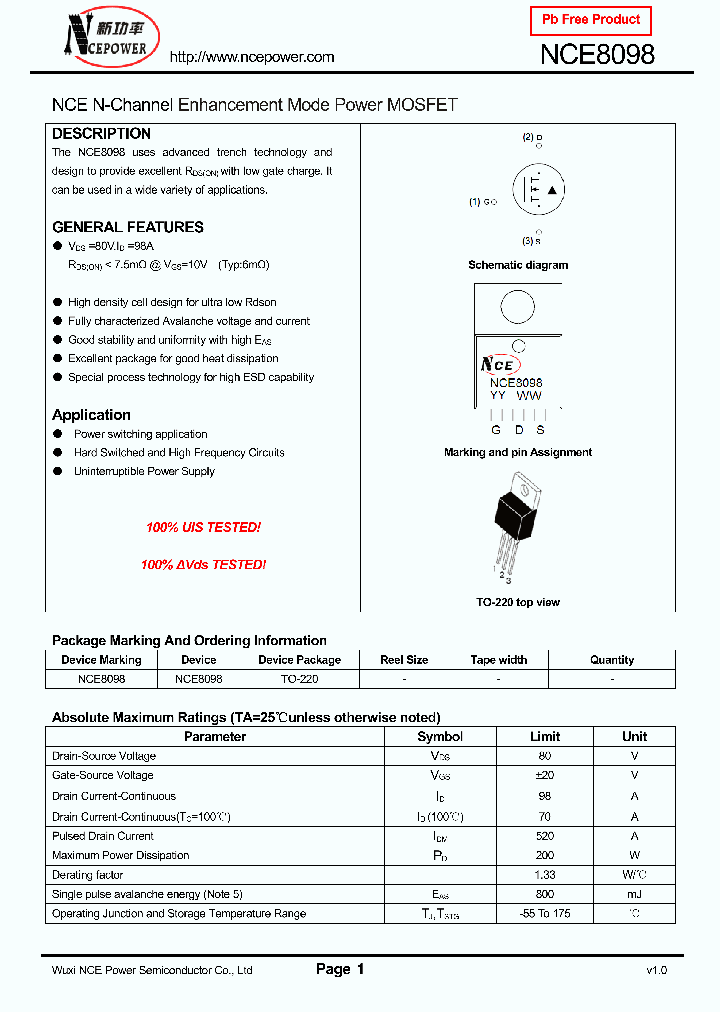 NCE8098_762081.PDF Datasheet