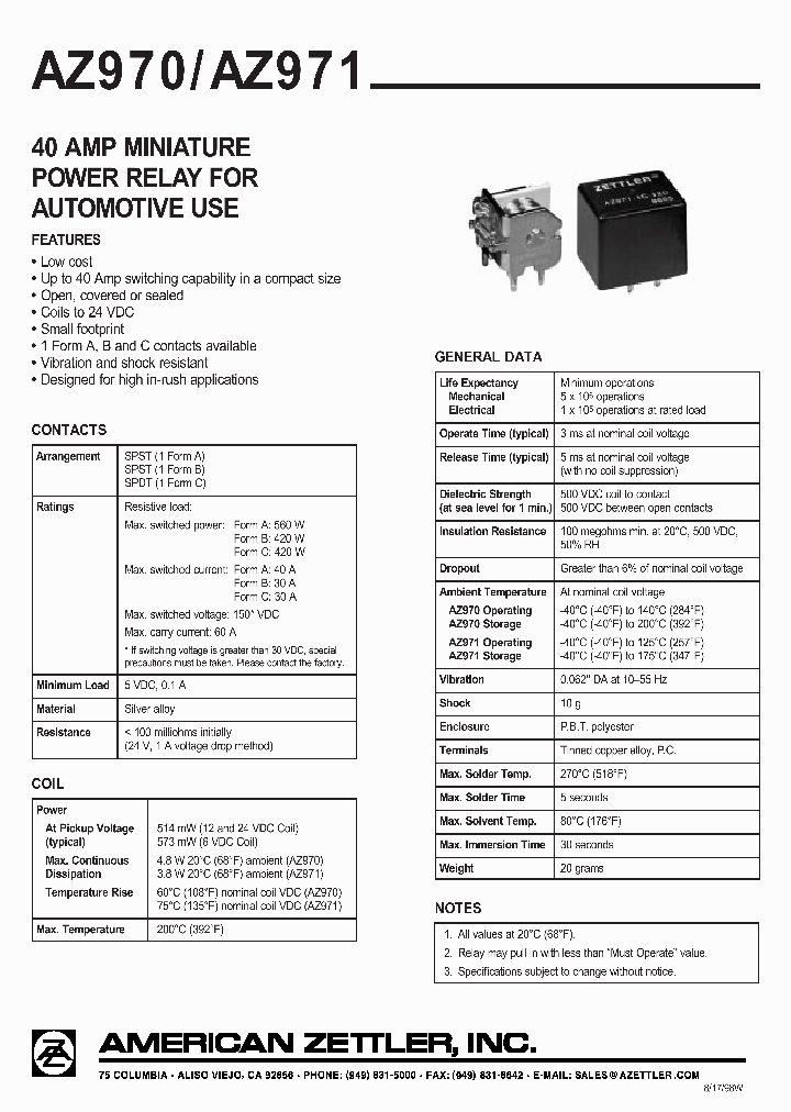 A970-1B-9D_456887.PDF Datasheet Download --- IC-ON-LINE