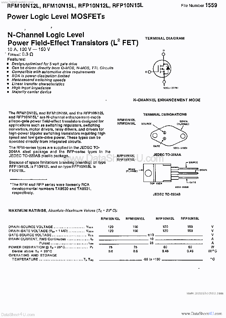 RFP10N15L_419074.PDF Datasheet