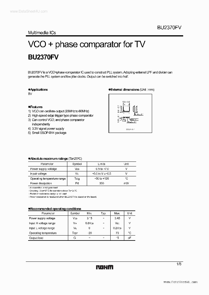 BU2370FV_422705.PDF Datasheet Download --- IC-ON-LINE