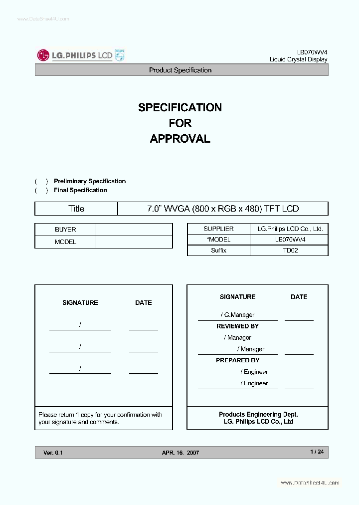 LB070WV4_450789.PDF Datasheet