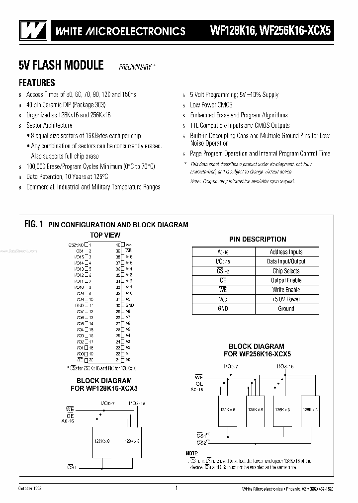 WF256K16-XCX5_452199.PDF Datasheet