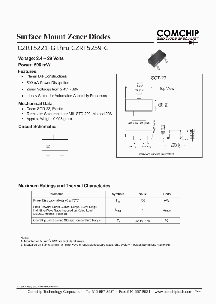 Czrt5234 G Pdf Datasheet Download Ic On Line