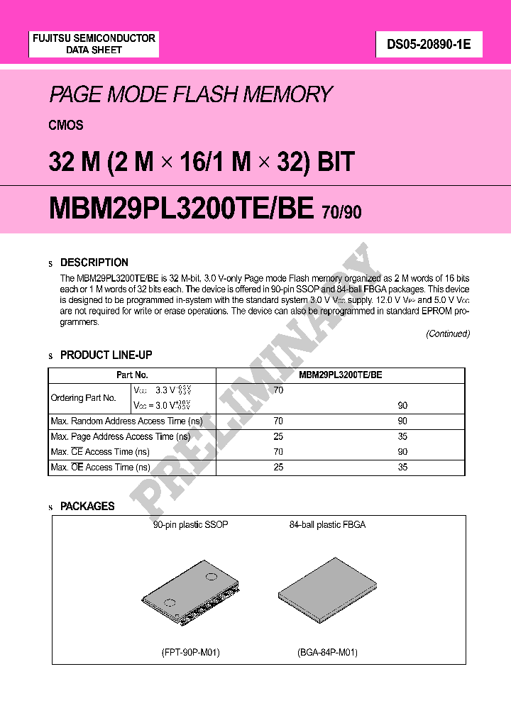 MBM29PL3200BE70PFV_906550.PDF Datasheet