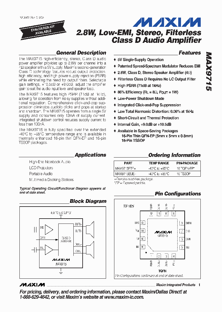 MAX9715ETE_908158.PDF Datasheet