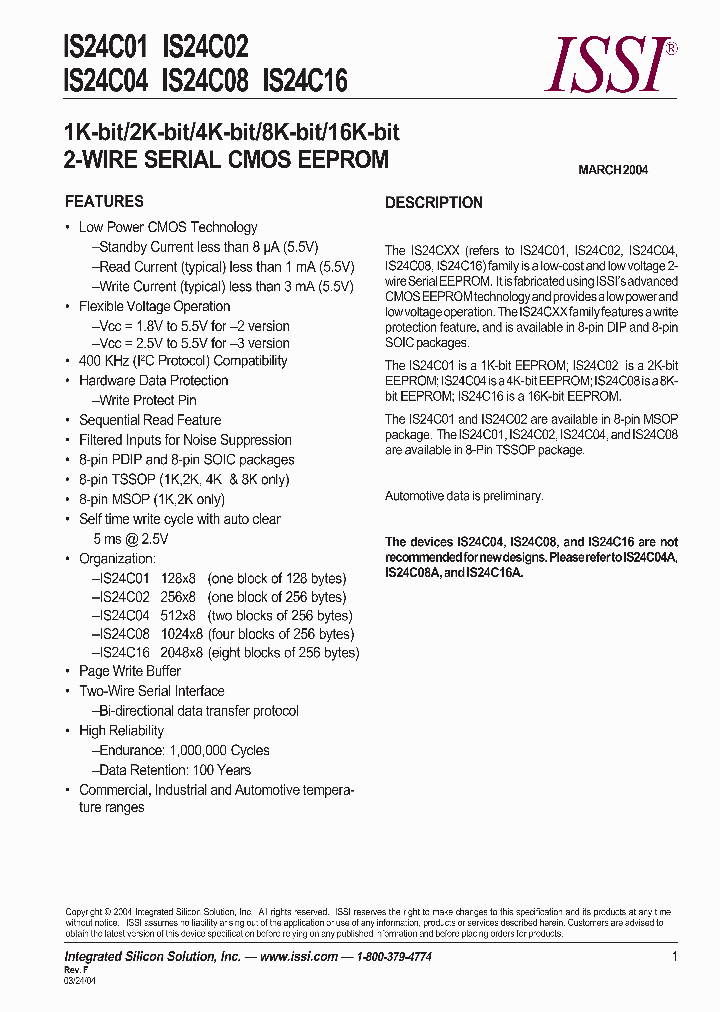 IS24C01-2GLI-TR_530092.PDF Datasheet
