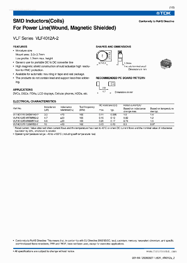 VLF4012AT_532201.PDF Datasheet