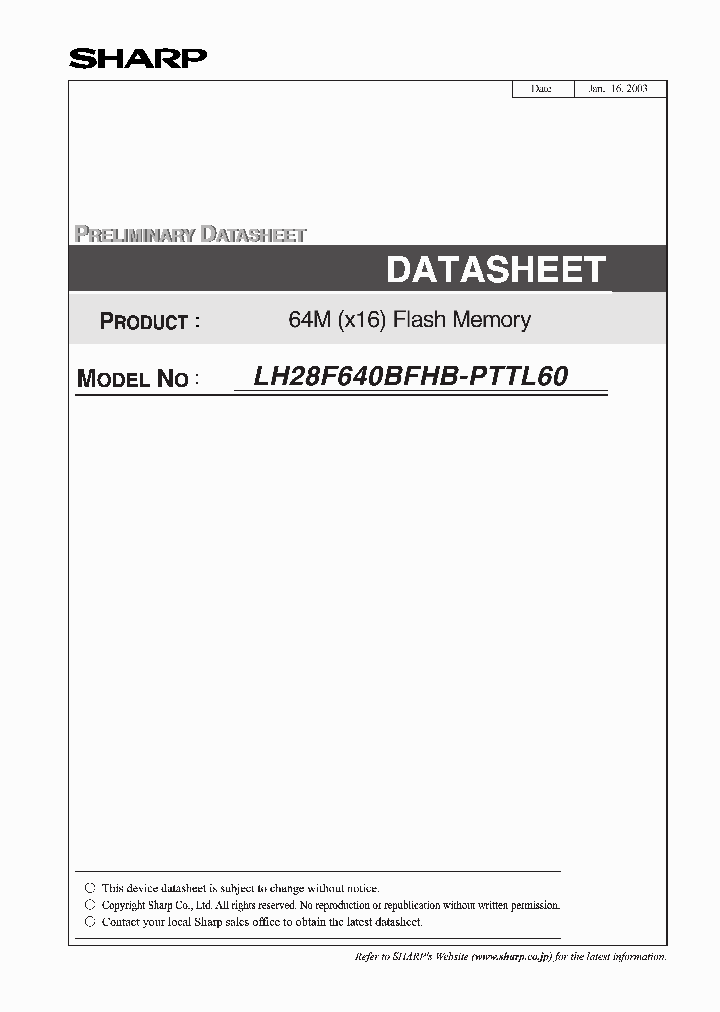 LH28F640BFHB-PTTL60_653137.PDF Datasheet