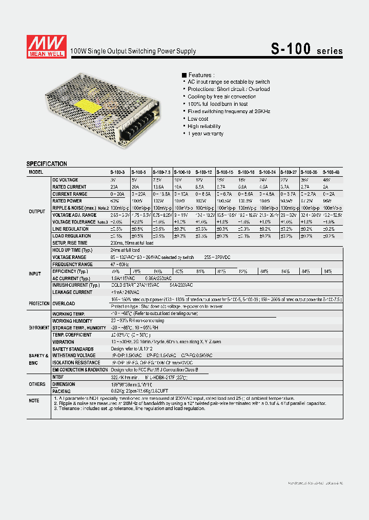 S-100-75_1032003.PDF Datasheet Download --- IC-ON-LINE