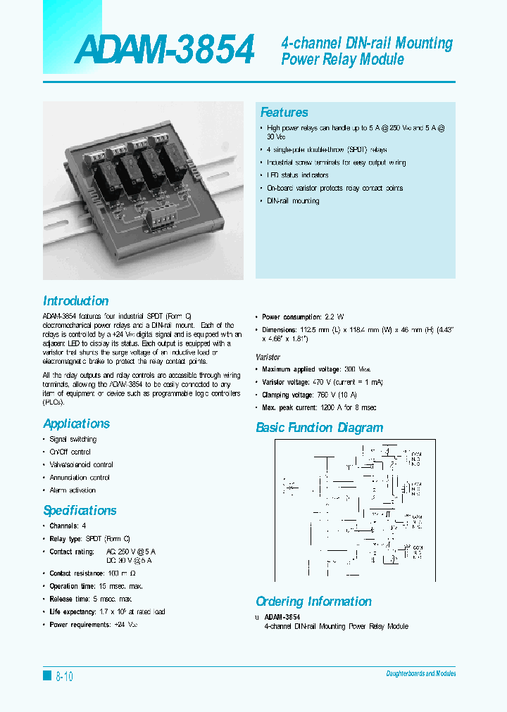ADAM-3854_948372.PDF Datasheet Download --- IC-ON-LINE