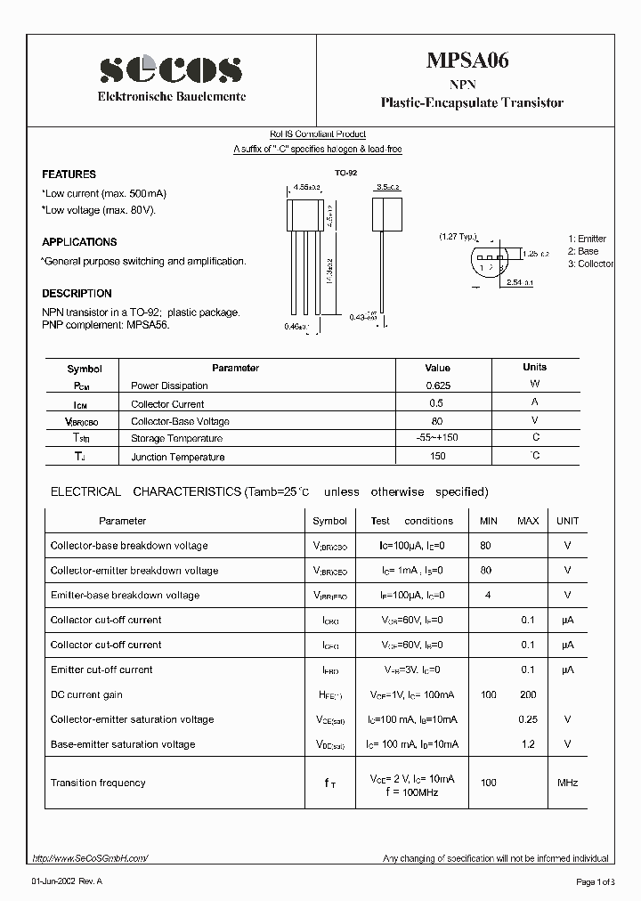 MPSA06_1101309.PDF Datasheet Download