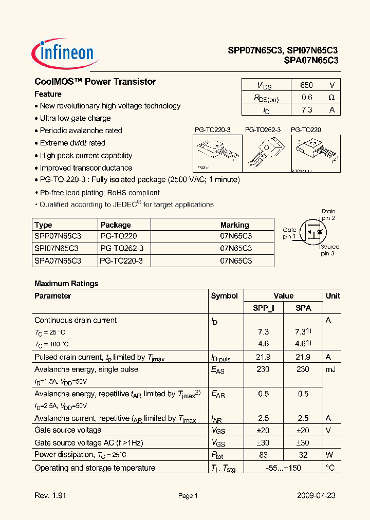 SPI07N65C3_1109466.PDF Datasheet