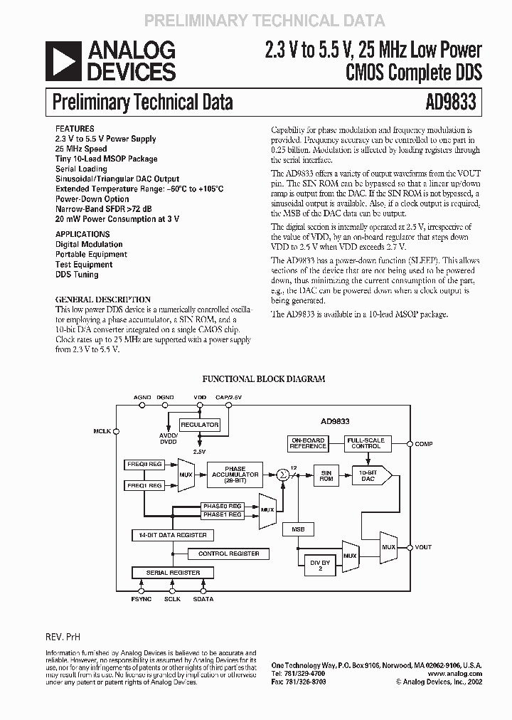 AD9833_985026.PDF Datasheet Download --- IC-ON-LINE