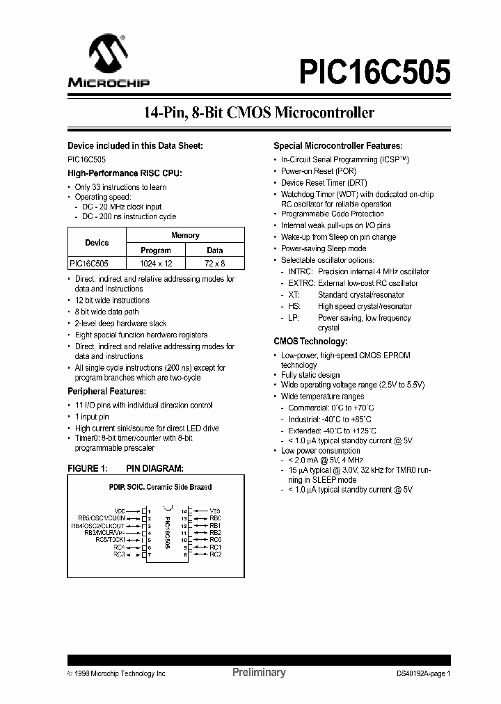 PIC16C505-04IJW_1124211.PDF Datasheet