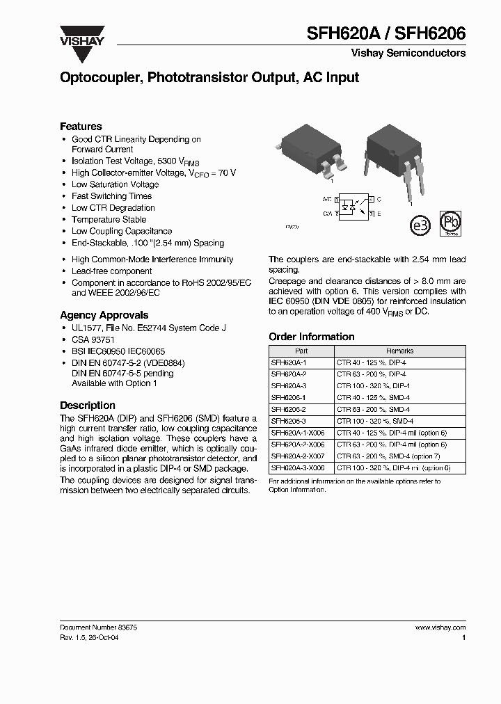 SFH620A-1-X006_1023491.PDF Datasheet Download --- IC-ON-LINE