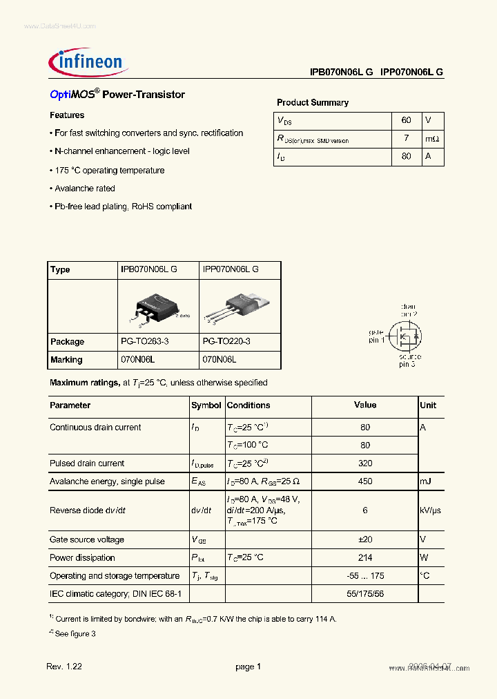 IPB070N06LG_833542.PDF Datasheet