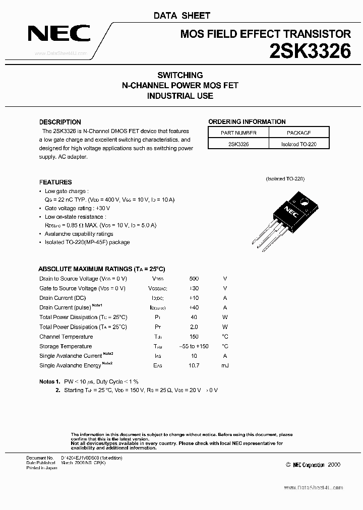 K3326_857070.PDF Datasheet Download --- IC-ON-LINE
