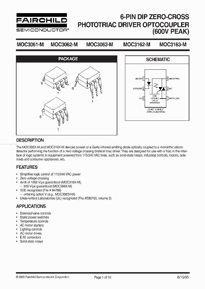 MOC3061-M_863708.PDF Datasheet Download --- IC-ON-LINE