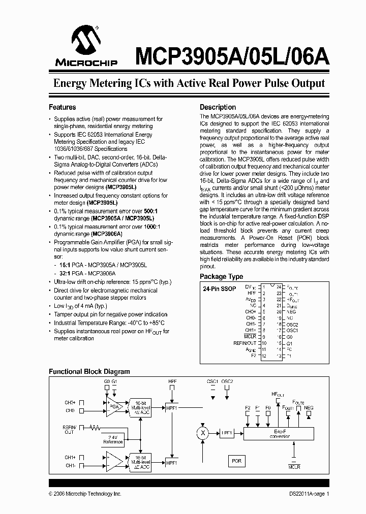 MCP3905AT-ISS_1169309.PDF Datasheet Download --- IC-ON-LINE