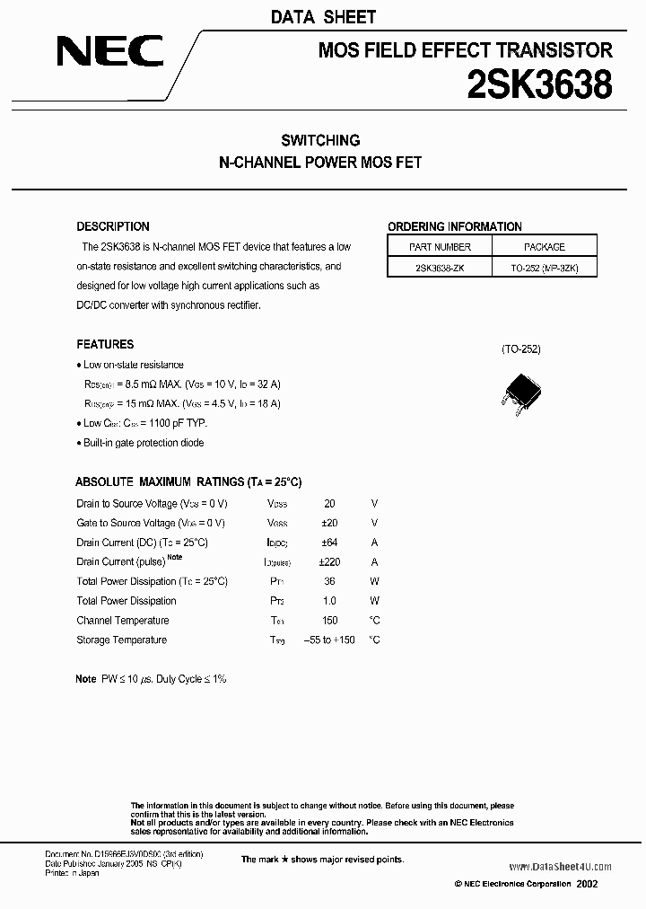 K3638_892005.PDF Datasheet Download --- IC-ON-LINE