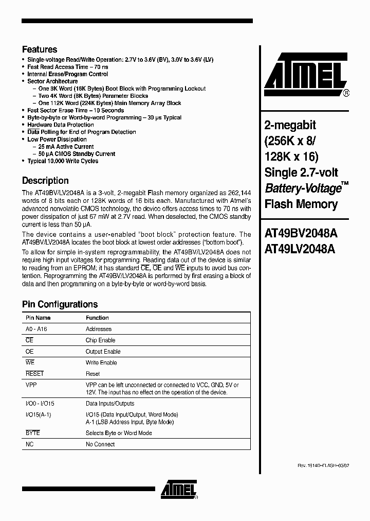 AT49LV2048A_1229477.PDF Datasheet Download --- IC-ON-LINE