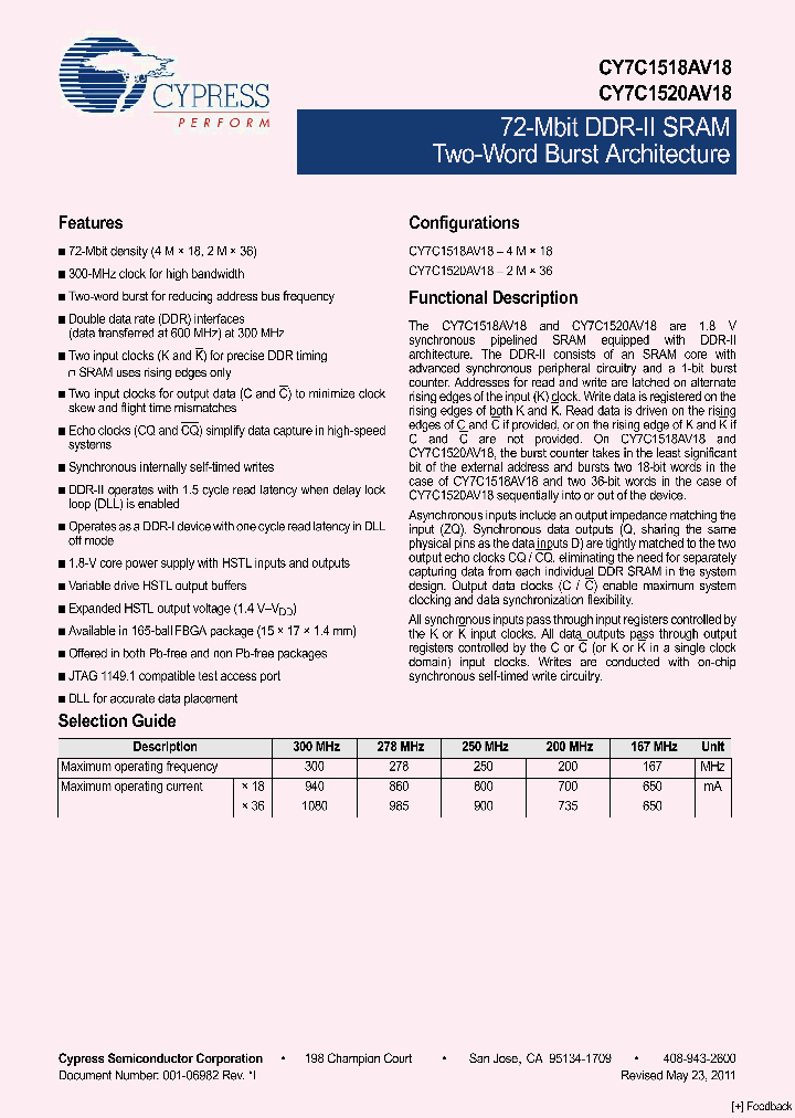 CY7C1518AV18_1216934.PDF Datasheet