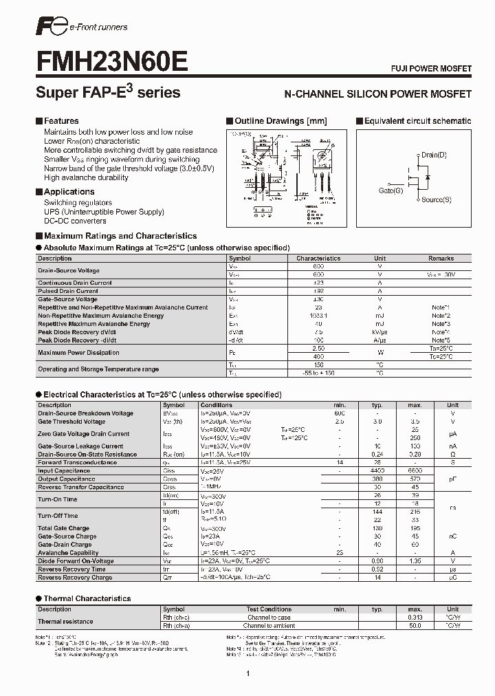 FMH23N60E_1270036.PDF Datasheet Download --- IC-ON-LINE