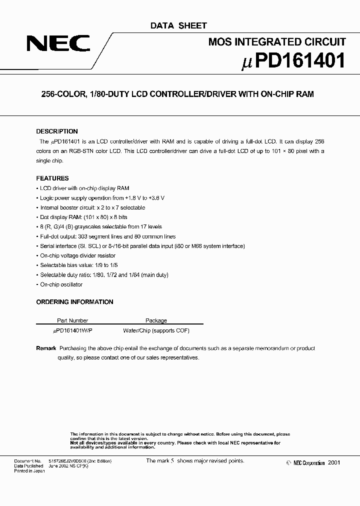 UPD161401_1271194.PDF Datasheet