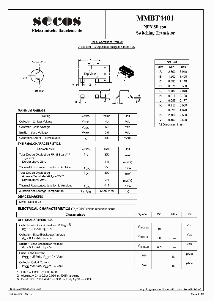 MMBT4401_1278168.PDF Datasheet Download --- IC-ON-LINE