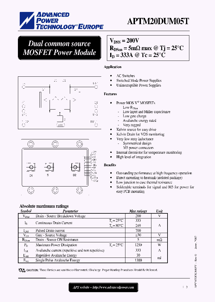 APTM20DUM05T_1285405.PDF Datasheet