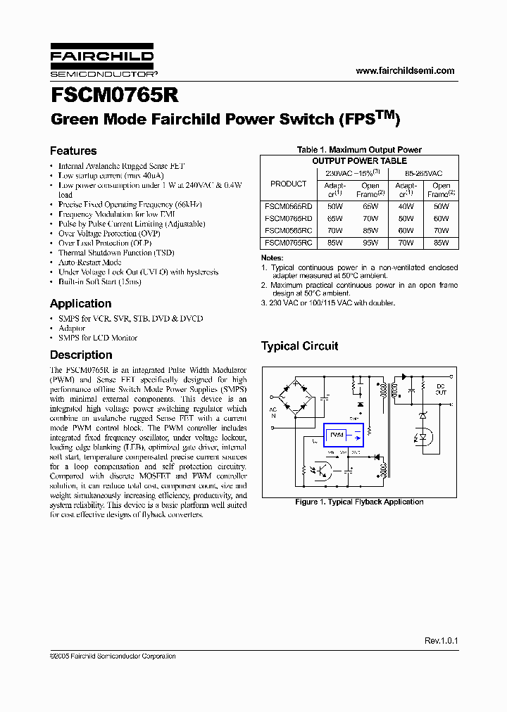 FSCM0765R_1316381.PDF Datasheet Download --- IC-ON-LINE