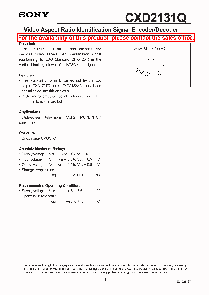 CXD2131Q_1318649.PDF Datasheet