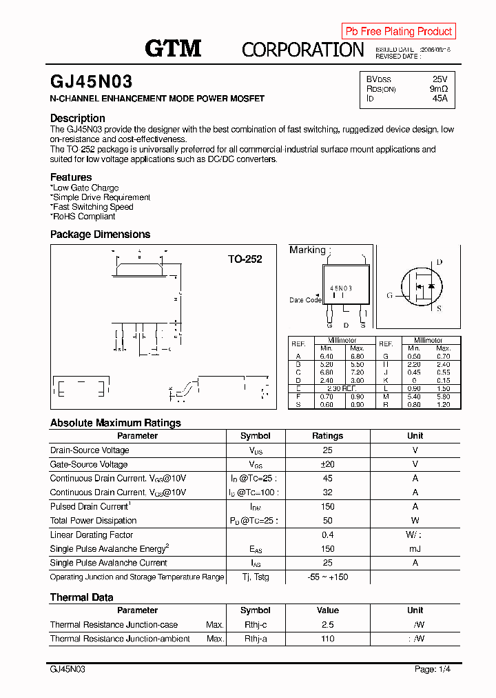 GJ45N03_1327165.PDF Datasheet Download --- IC-ON-LINE