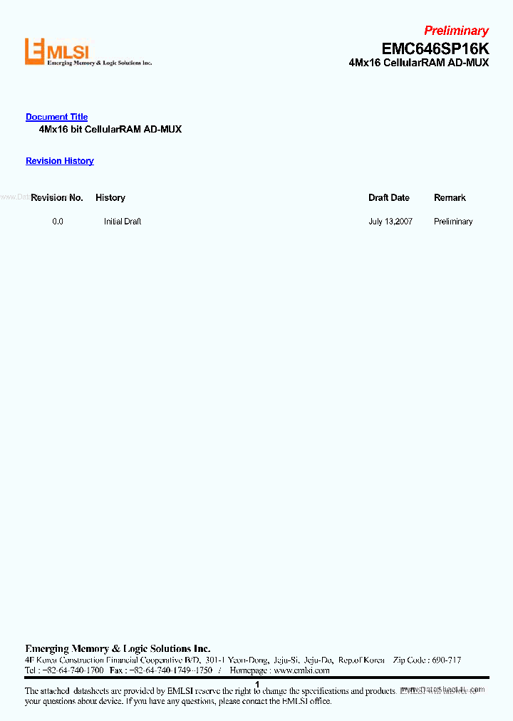 EMC646SP16K_934829.PDF Datasheet